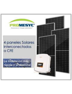 Kit 4 Paneles Solares diseñados para interconectar a la red CFE Paneles Solares y Sistemas Fotovoltaicos