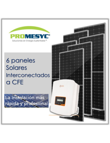 Kit 6 Paneles Solares diseñados para interconectar a la red CFE Paneles Solares y Sistemas Fotovoltaicos