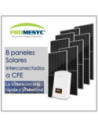 Kit 8 Paneles Solares diseñados para interconectar a la red CFE Paneles Solares y Sistemas Fotovoltaicos