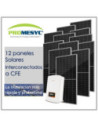 Kit 12 Paneles Solares diseñados para interconectar a la red CFE Paneles Solares y Sistemas Fotovoltaicos