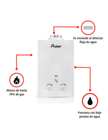 Calentador Instantáneo PRIM-O 6 litros x min L.P. 1 servicio, Calentadores Instantáneos de venta en PROMESYC