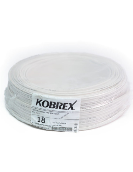 Cable Flexible POT No.18  60°C BLANCO KOBREX caja 100m, Cable Flexible Pot  de venta en PROMESYC