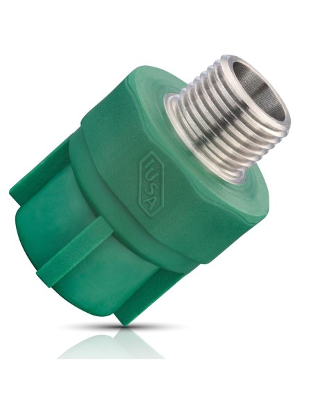 Adaptador Macho PPR IUSAPLUS 25X3/4 NPTM caja 36 pzas, Tuberia y Conexiones PPR Polipropileno  de venta en PROMESYC